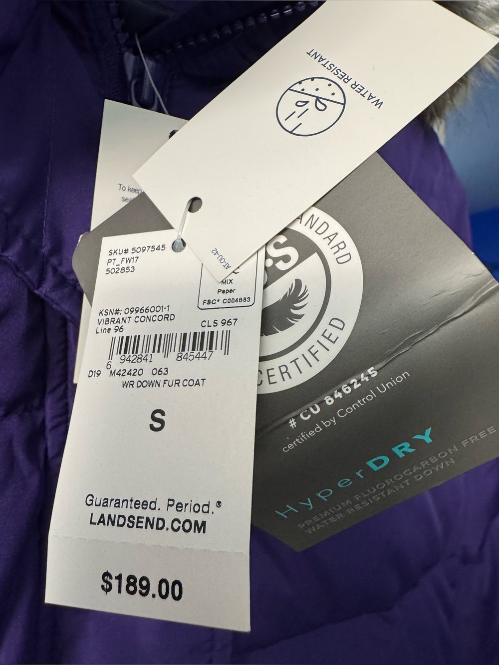 Lands’ End Women’s Down Faux Fur Winter Coat in Vibrant Concord - Picture 8 of 14